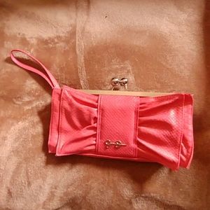Jessica Simpson Snakeskin Coral Clutch